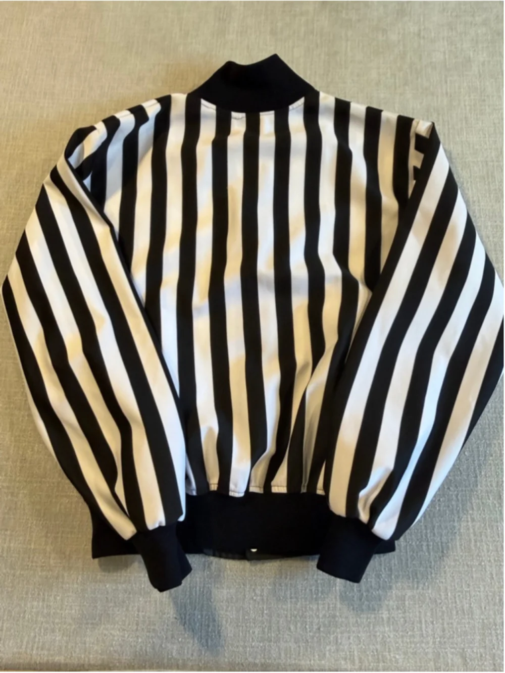 Honig's Referee Jacket Black White Striped Snap Button Closure large up Pockets